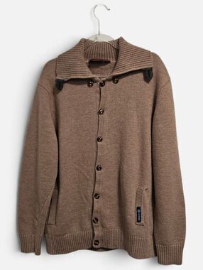 Menshark Wool Blend Shawl Collar Cardigan Mens XL Chunky Knit Old Money